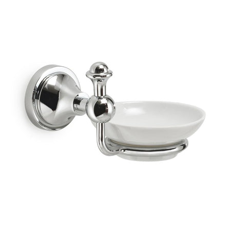Porta Sapone Da Parete In Acciaio Inox E Ceramica Modello Nevis - Dim. Cm (Lxpxh): 14,5X12,2X10,1 - Cromato - Gdy