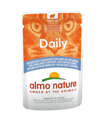 Almo Nature Bustina Daily gusto Merluzzo e Gamberetti per Gatti Adulti 70gr