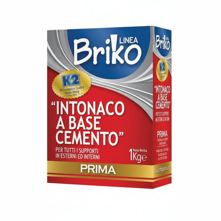 K2 Linea Briko Intonaco Pronto Base Cemento Bianco In Polvere- - Kg.1 In Scatola - 12 Pezzi K2