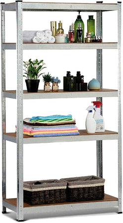 Utilia Kit Scaffale In Metallo Zincato E Mdf Cm. 90X45X200 H