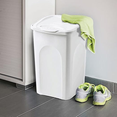 Portabiancheria Tutto Chiuso 'Primavera' Lt.50 Cm 37 X 37 X H 56 Bianco - Stefanplast