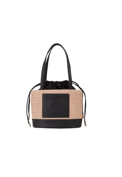 V 73 Borsa a spalla Donna Shopping CAT Naturale Nero da donna
