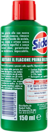 Sidol Lucidante Per Metalli 150 Ml – Pulitore E Brillantante Di Henkel Per Rame, Ottone, Cromo E Acciaio Inox – Cura Metallo Senza Graffi Per Casa E Cucina