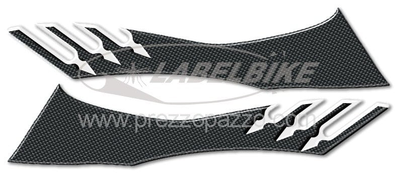 2 ADESIVI 3D GRANDI NERI-CARBONIO TUNING T MAX per SOTTO SELLA MOTO YAMAHA TMAX 08-11