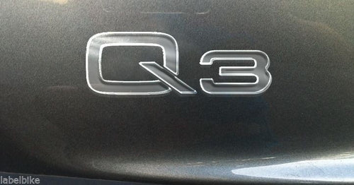 ADESIVO/STICKER in Resina gel 3D SCRITTA EMBLEMA Q3 compatibile per AUTO AUDI