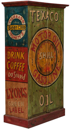 Biscottini Biscottini Armadietto Officina Vintage Legno Massiccio Dipinto a Mano 89x45x158