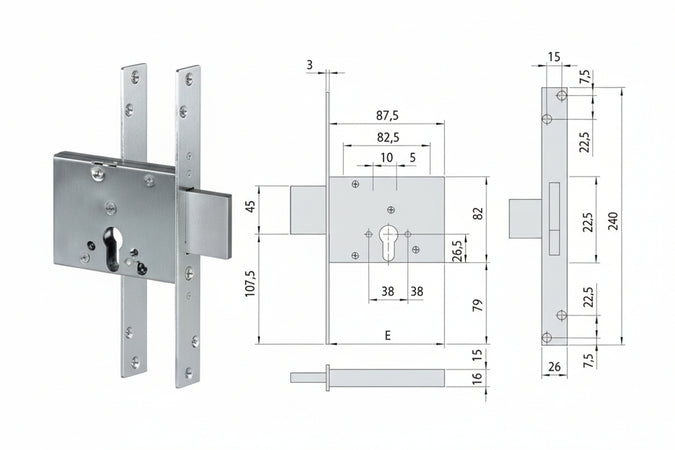 Serratura Da Infilare A Cilindro 56013- - Mm.70 (56013700) - 1 Pezzi Cisa