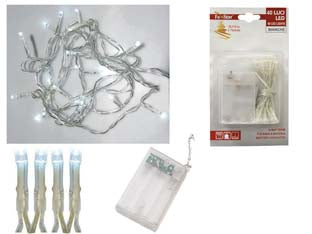 Luci 40 Led Bianco Freddo A Batteria Per Interno- - Mt.0,2 + 2,4 - 1 Blister