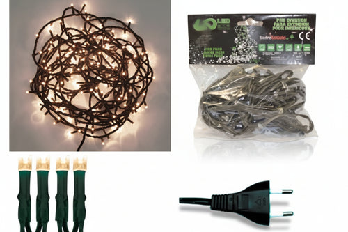 Lucciole A Led Bianco Caldo Luce Fissa Per Interno- - 20 Led - Mt.1,5 + 2 - 1 Blister