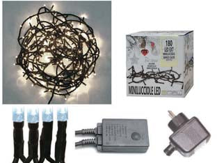 Minilucciole A Led Bianco Freddo Per Esterno Con Gioco Luci- - 100 Led - Mt.5 + 4,95 - 1 Pezzi
