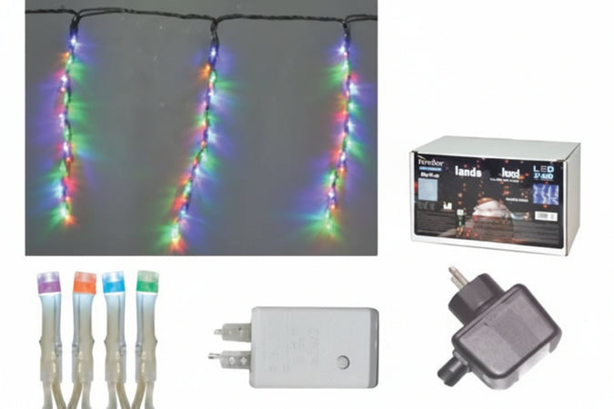 Tenda 288 Led Multicolor Per Esterno Con Gioco Luci- - Mt.5 + Mt.6 X 1 - 36 Fili - 1 Pezzi
