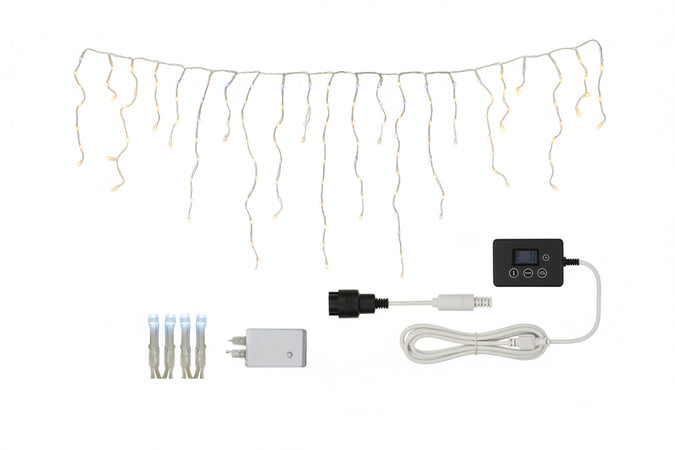 Tenda Sfalsata150 Led Bianco Freddo Per Esterno Con Gioco Luci- - Mt. 2,7 X 0,9 Max - 22 Fili - 1 Pezzi