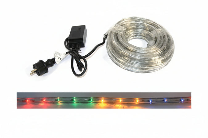 Tubo Luminoso 216 Led 3 Vie Multicolor Uso Int.Est. C/Gioco Luci Mt.10- - Mt.1 + 9 - 24 Led/Mt. - 1 Pezzi