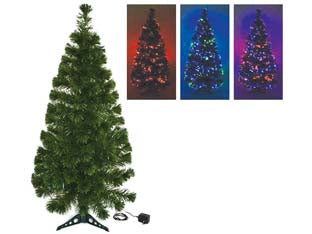 Albero Di Natale A Fibre Ottiche Multicolor- - Cm.100H. Base In Plastica - 1 Pezzi