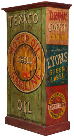 Biscottini Biscottini Armadietto Officina Vintage Legno Massiccio Dipinto a Mano 89x45x158