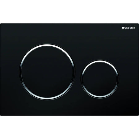 Placca Di Copertura 2 Tasti Sigma 20 Geberit Nera Bordi Tasti Cromati