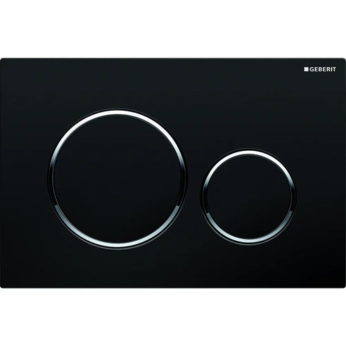 Placca Di Copertura 2 Tasti Sigma 20 Geberit Nera Bordi Tasti Cromati