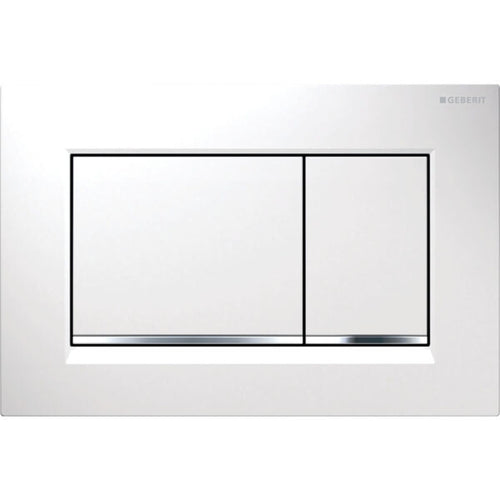 Placca Di Copertura 2 Tasti Sigma 30 Geberit Bianco Bordo Inf. Cromo Lucido