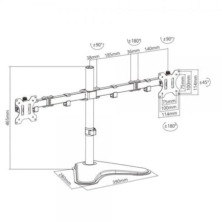 Supporto da scrivania per 2 Monitor 13-32'' con base
