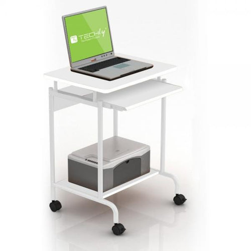 TECHLY ICA-TB S005W - SCRIVANIA COMPATTA BIANCA CON RIPIANO TASTIERA ESTRAIBILE