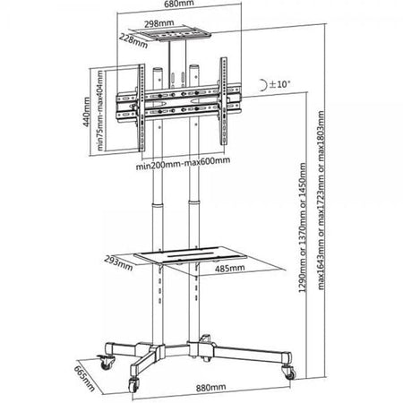 Trolley da Pavimento con Mensola per TV LCD/LED/Plasma 37-70''