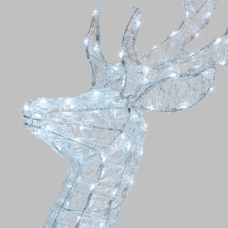 Renna luminosa con testa rotante in acrilico e led da Ø 5 mm a luce fredda