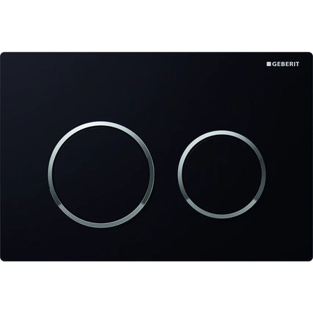 Placca Di Comando 2 Tasti Omega 20- Nero Anelli Cromo Geberit
