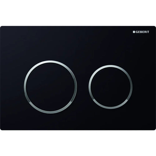 Placca Di Comando 2 Tasti Omega 20- Nero Anelli Cromo Geberit