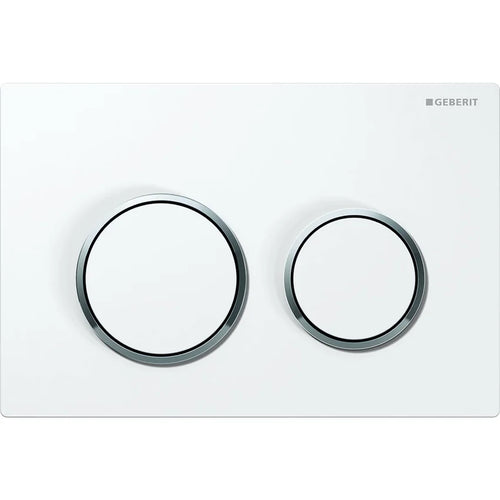 Placca Di Comando 2 Tasti Omega 20- Bianco Anelli Cromo Geberit