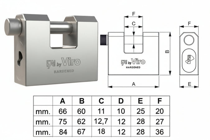 Lucchetto Monoblocco Fai By Viro- - Mm.84 (Art.4044) - 1 Pezzi Viro
