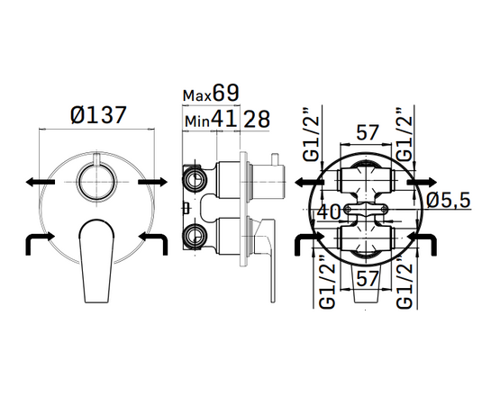 Miscelatore Monocomando Incasso Doccia Con Deviatore Linea Logos- Cromo- Mamol- Pezzi 1