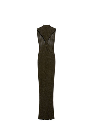 ANIYE BY Vestito lungo costine GOLDIE Donna verde militare con glitter da donna