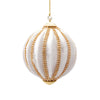 Pallina in velluto colore bianco a spicchi per albero di Natale decorazioni natalizie