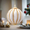 Pallina in velluto colore bianco a spicchi per albero di Natale decorazioni natalizie