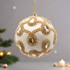 Pallina in velluto colore bianco con gemme per albero di Natale decorazioni natalizie