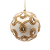 Pallina in velluto colore bianco con gemme per albero di Natale decorazioni natalizie