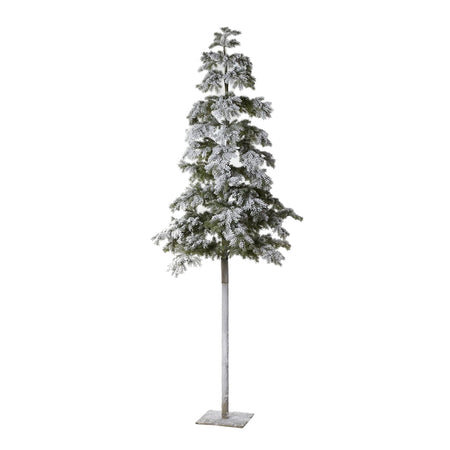 Albero di Natale Picea innevato "Pino West" con tronco lungo in PE Effetto Real Touch + Flock