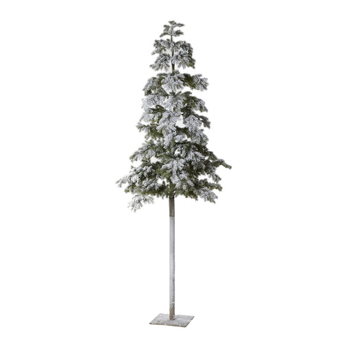 Albero di Natale Picea innevato Pino West con tronco lungo in PE Effetto Real Touch + Flock