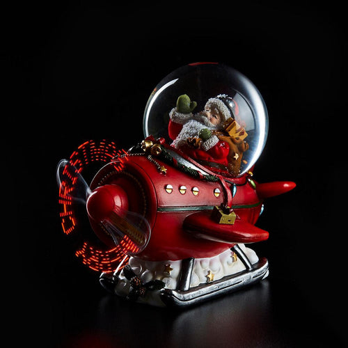 Sfera di vetro a forma di aeroplano Merry XMas con led luminosi