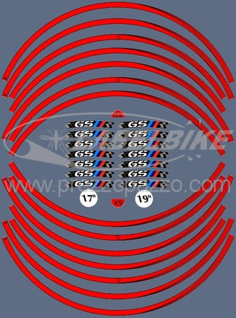 STRISCE ADESIVE compatibili per MOTO BMW GS adesivi CERCHI 17" 19" tuning RALLY