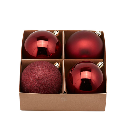 Palline per albero di Natale, colore Rosso Burgundy, tinta unita, in PVC