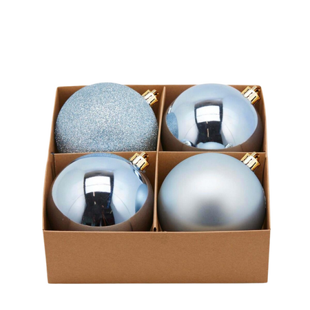 Palline per albero di Natale, colore Blu Chiaro, tinta unita, in PVC
