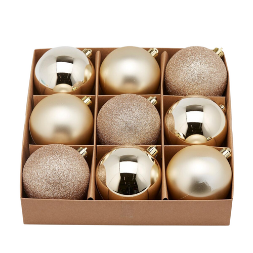 Palline per albero di Natale, colore Oro chiaro, tinta unita, in PVC
