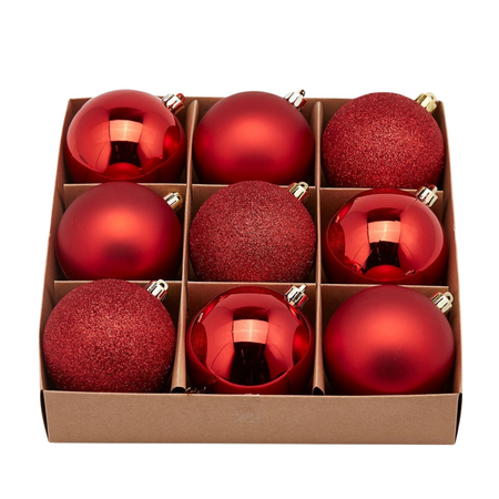 Palline per albero di Natale, colore Rosso, tinta unita, in PVC