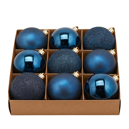 Palline per albero di Natale, colore Blu, tinta unita, in PVC