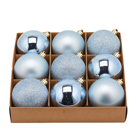 Palline per albero di Natale, colore Blu Chiaro, tinta unita, in PVC