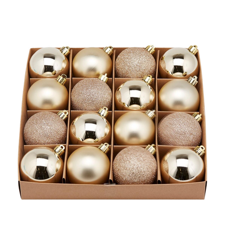 Palline per albero di Natale, colore Oro chiaro, tinta unita, in PVC