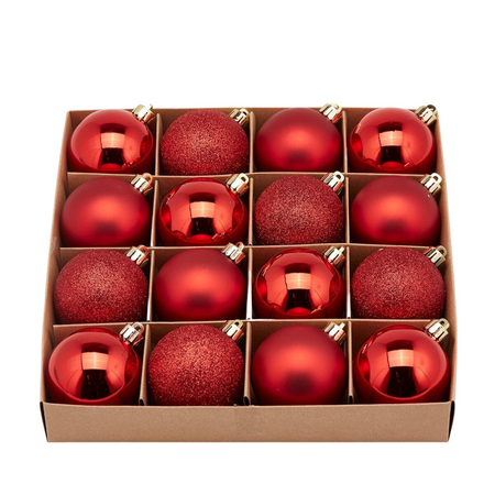 Palline per albero di Natale, colore Rosso, tinta unita, in PVC