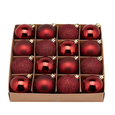 Palline per albero di Natale, colore Rosso Burgundy, tinta unita, in PVC