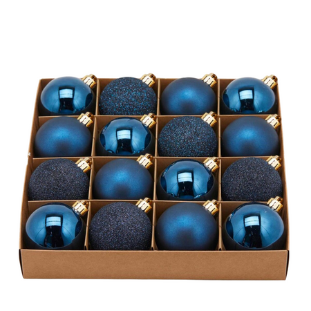 Palline per albero di Natale, colore Blu, tinta unita, in PVC